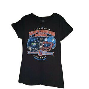 TeeFury Mashup Black Graphic T-Shirt Large Super Bowl XLIX Patriot Sea Hawks New